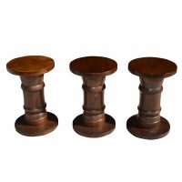 Set of Three 18″ Solid Wood Side Tables / Stools