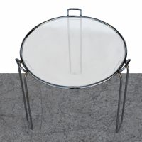 Mid century vintage glass and chrome nesting side tables