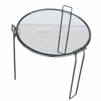 Vintage modern glass and chrome nesting side tables