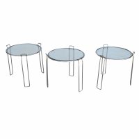 Modern chrome frame glass nesting side tables