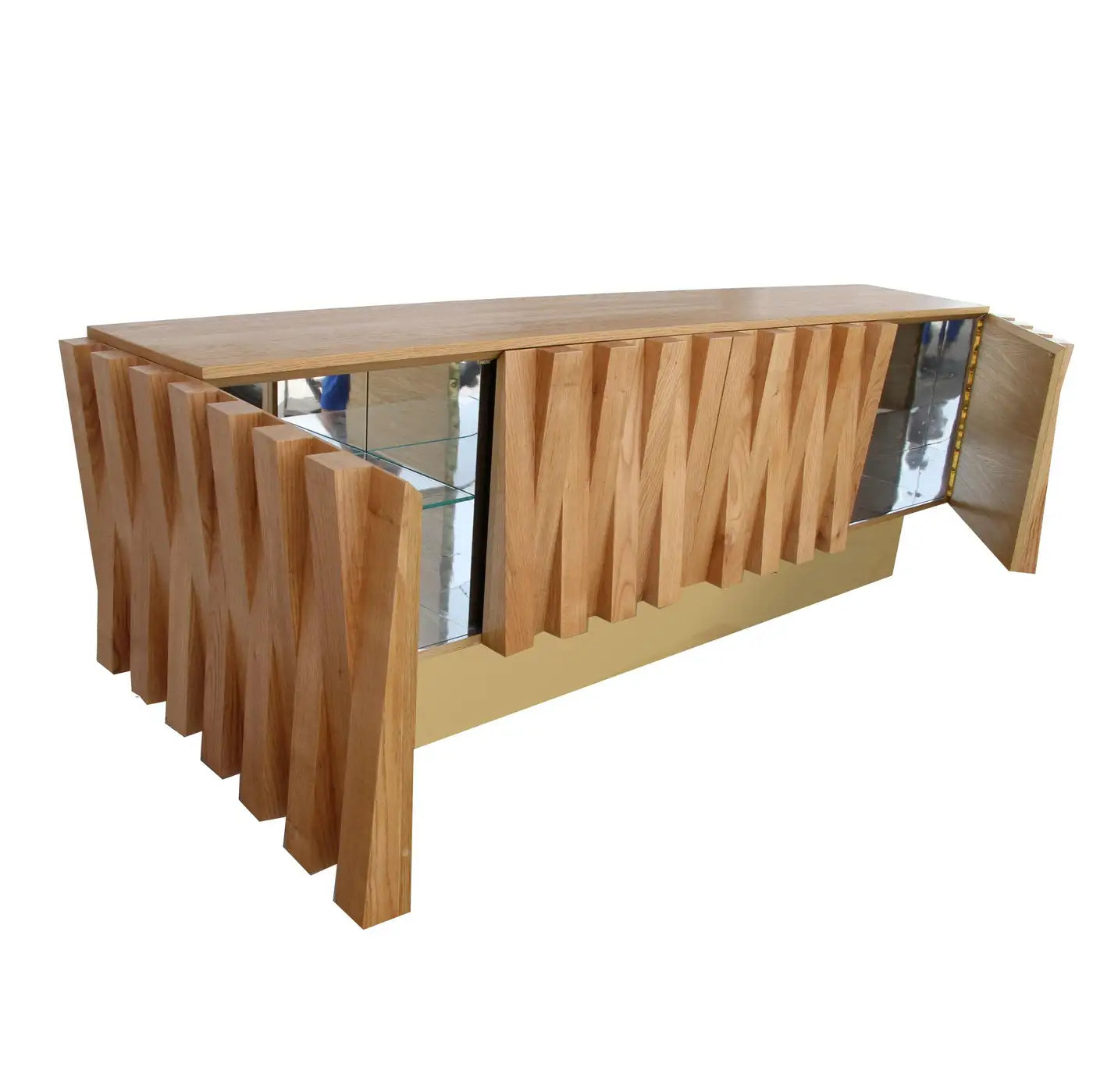 Side view of 9FT oak credenza