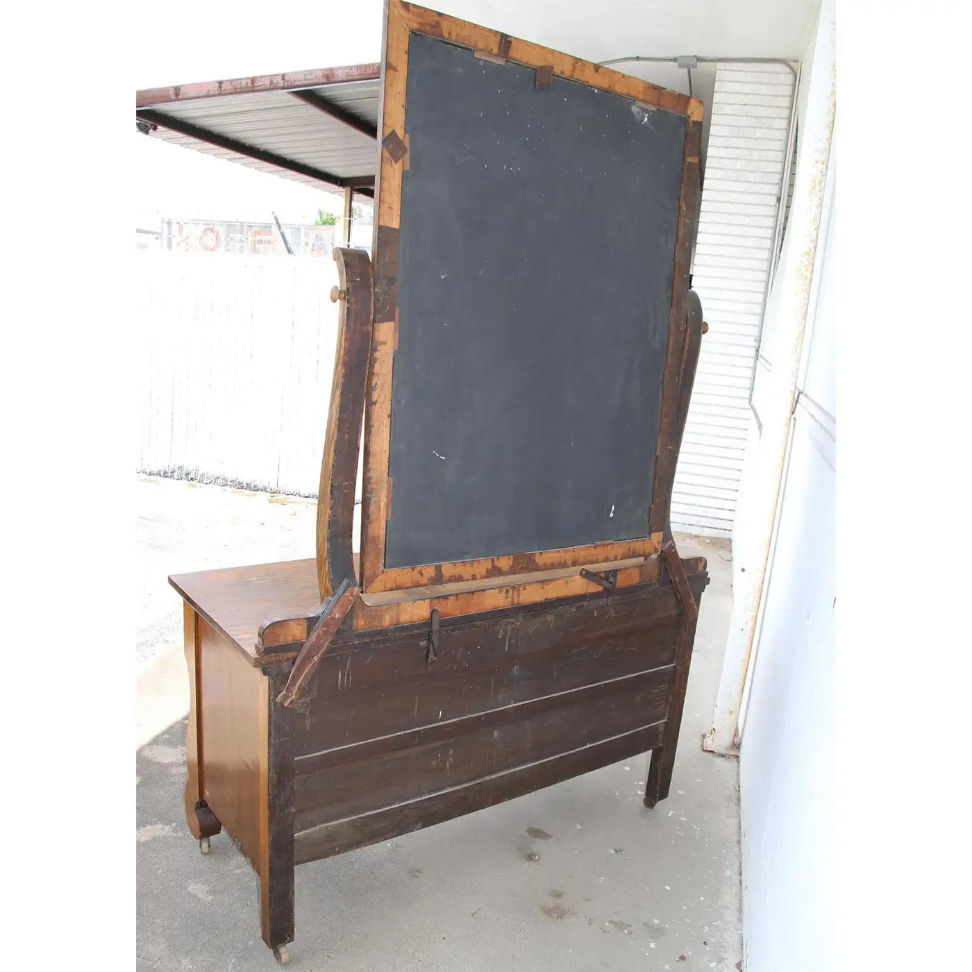Classic tiger oak dresser with brass hardware