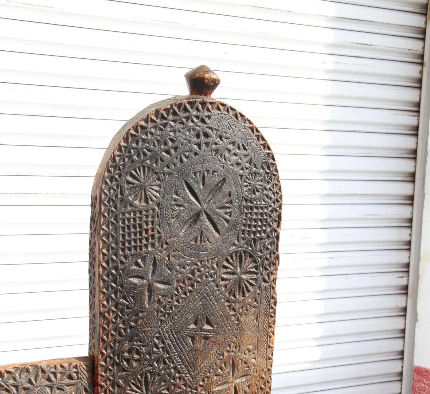 Antique carved charpoi wood bench