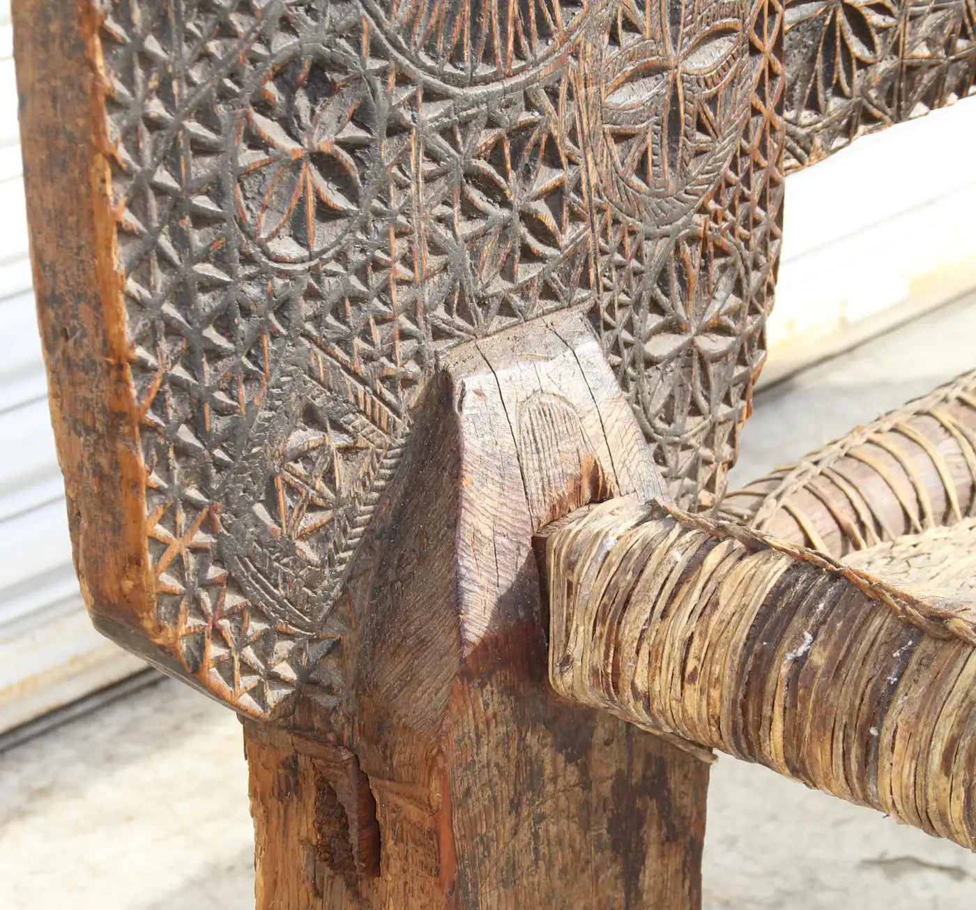Artisan-made vintage charpoi bench