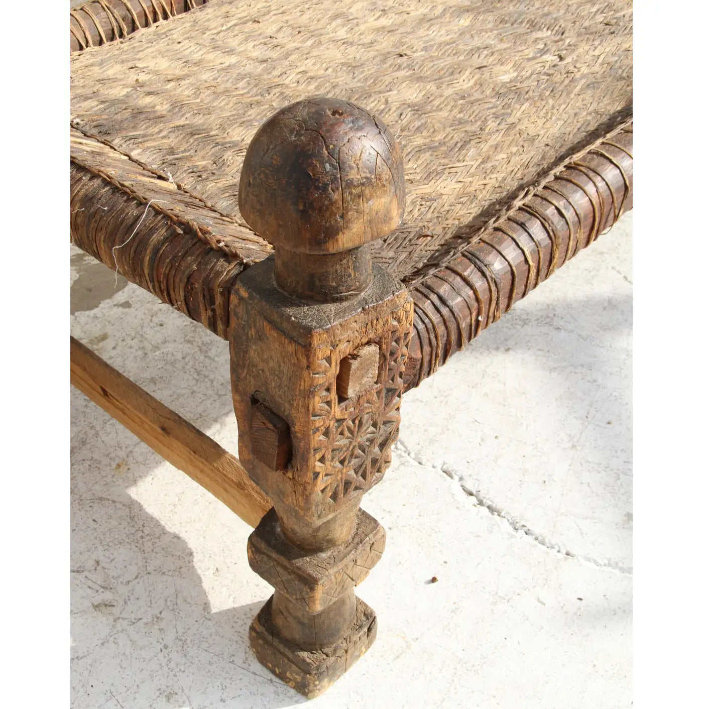 South Asian handcrafted charpoi bench