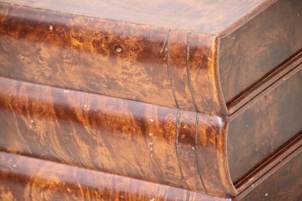 Book form nightstand chest with burl veneer