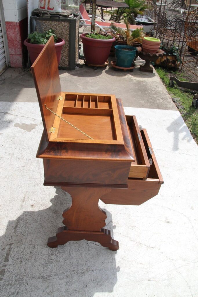 Walnut vanity table with empire style details