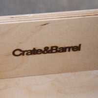 Modern wood Crate and Barrel desk blending function and style.