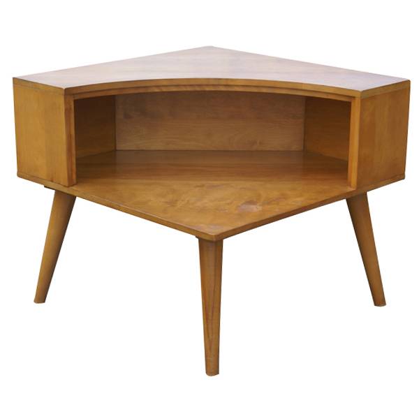 Vintage MCM corner table by Russel Wright in natural birch wood