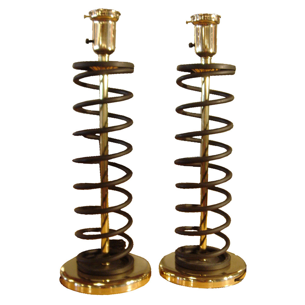 (2) Vintage Spring Table Lamps Manner of Donald Deskey (MR8093)