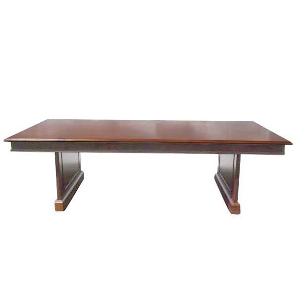 8ft vintage walnut conference table with classic panel legs for elegant boardrooms