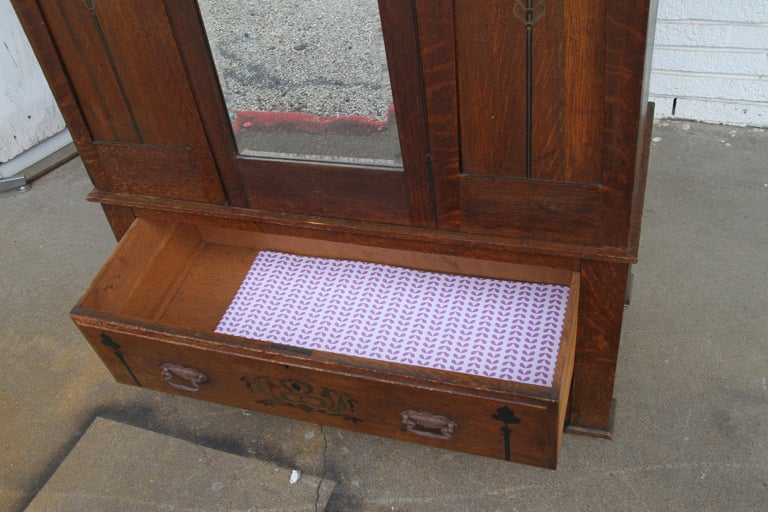 Mission oak wardrobe with craftsman detail
