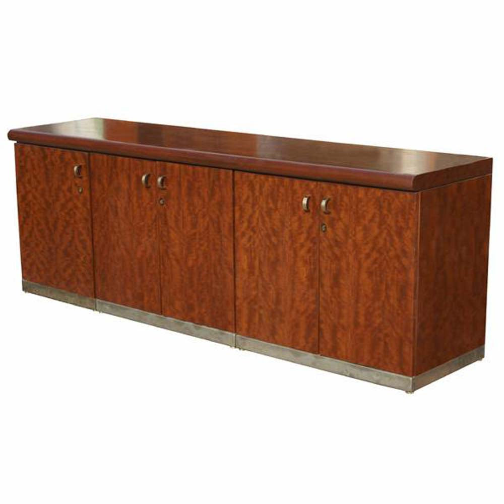 Vintage breakfront credenza with burl veneer