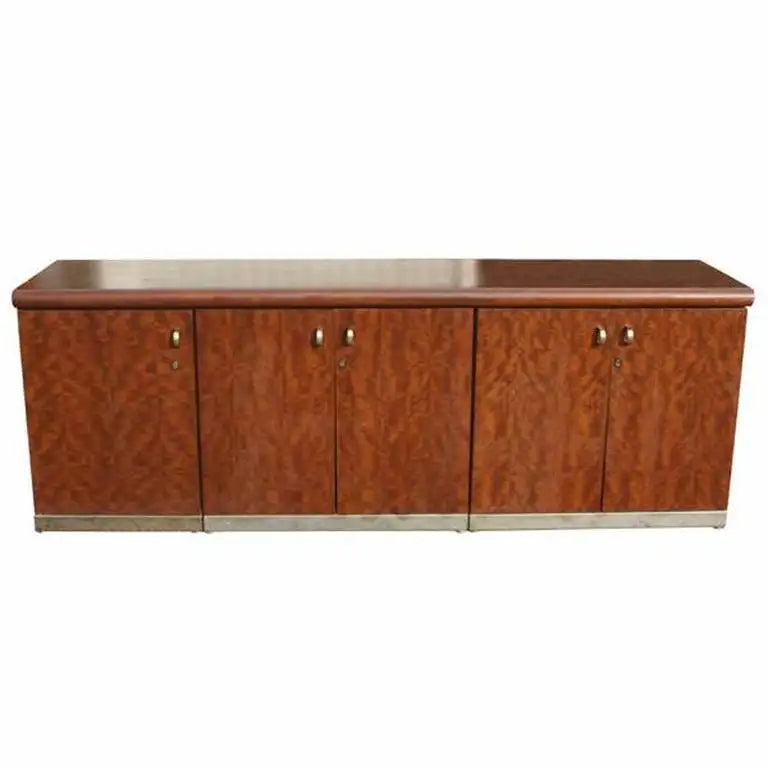 Mid Century modern brass and burl cabinet