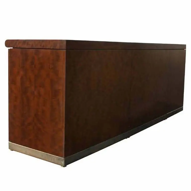 Retro brass-accented burl sideboard