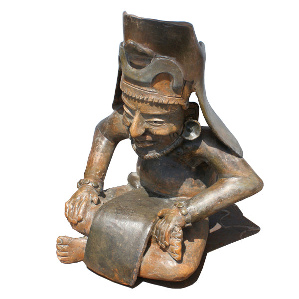 20 inch vintage Pre-Columbian Aztec funeral guard and votive idol statue