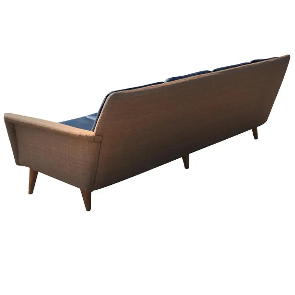 8ft Restored Danish Modern Dux Leather Sofa Couch
