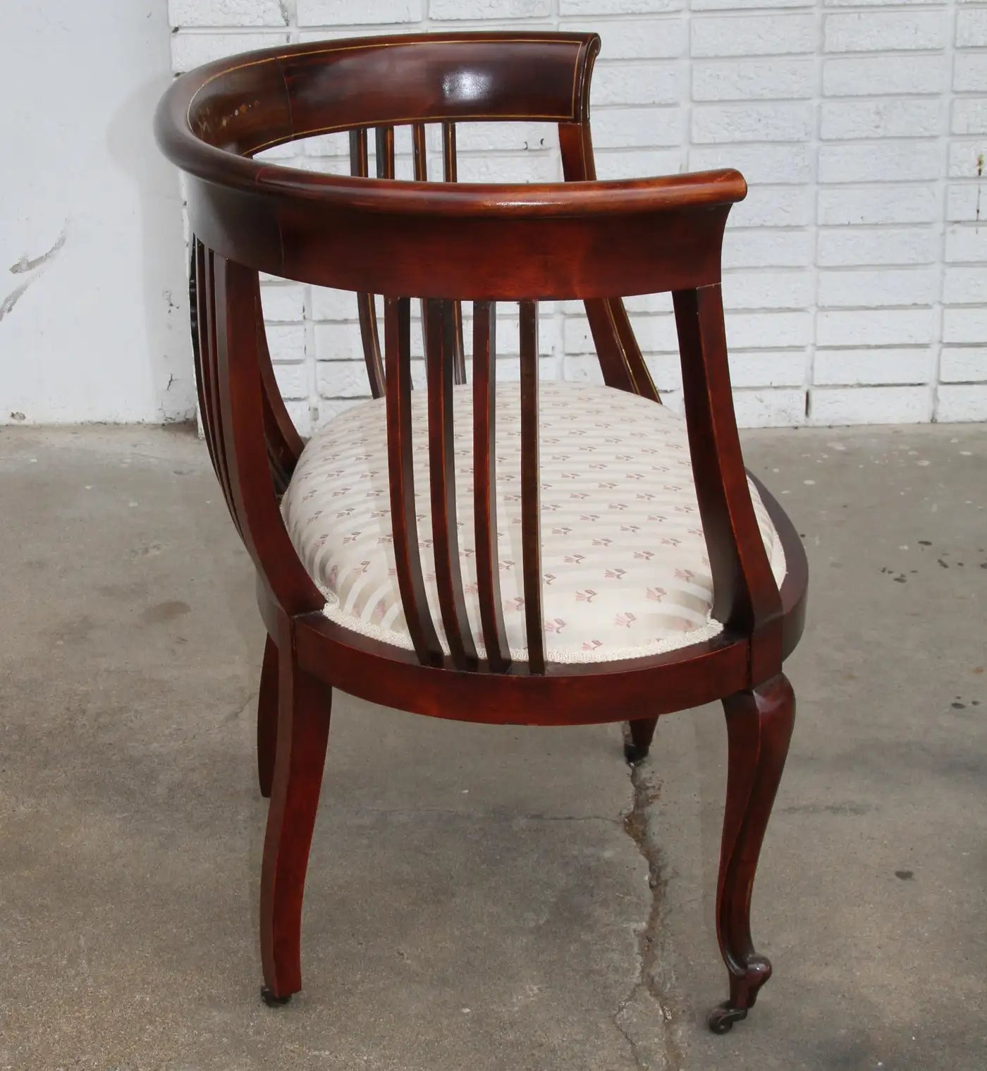 Victorian Style Barrel Inlaid Chair