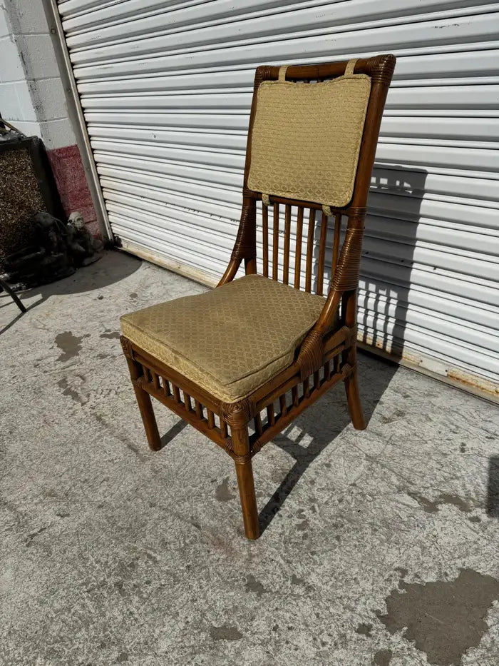 bamboo frame chair with soft fabric cushion seat
