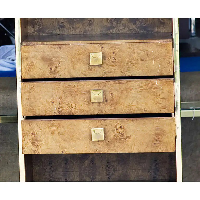 Retro burled wood storage cabinet, vintage Thomas design