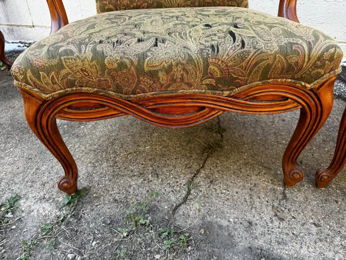 elegant french style walnut armchairs upholstered design