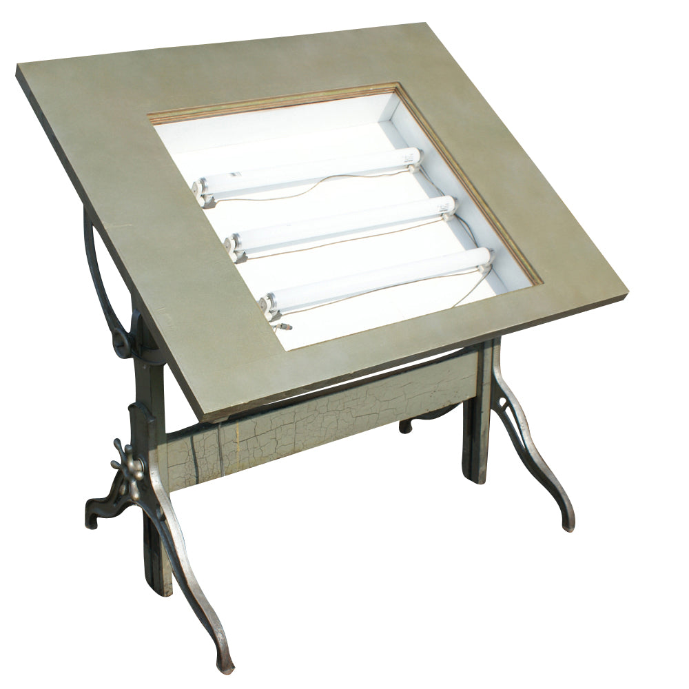 Antique architectural adjustable drafting light table vintage design