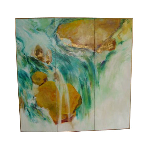 Abstract Folding Screen Oil Painting Waterfall Kanenson