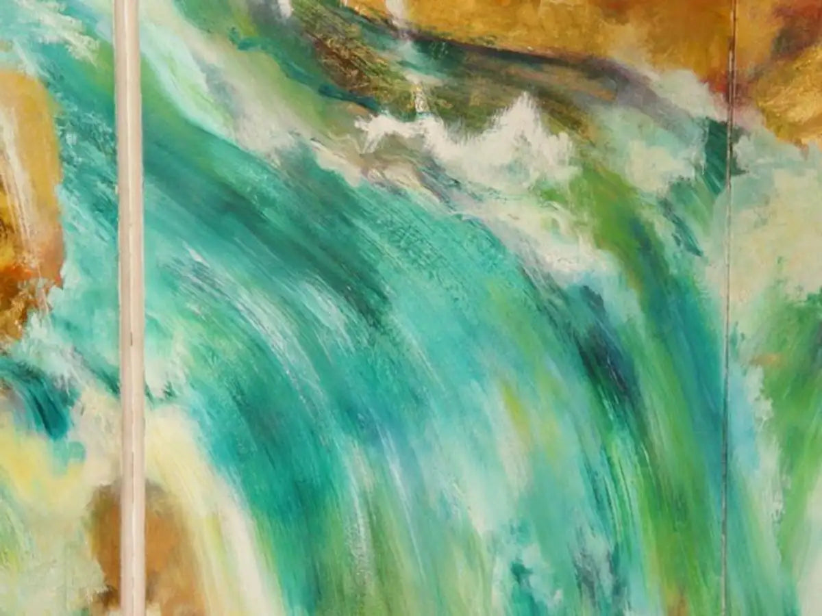 Abstract Folding Screen Oil Painting Waterfall Kanenson