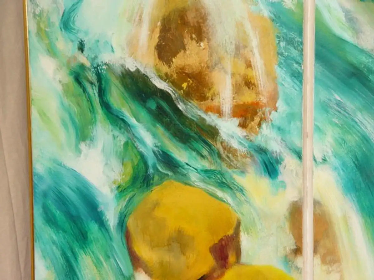 Abstract Folding Screen Oil Painting Waterfall Kanenson