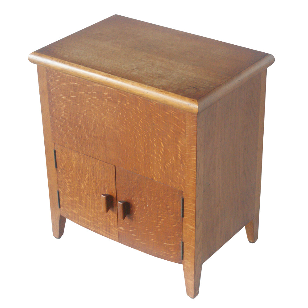 Classic oak side table cabinet in vintage style