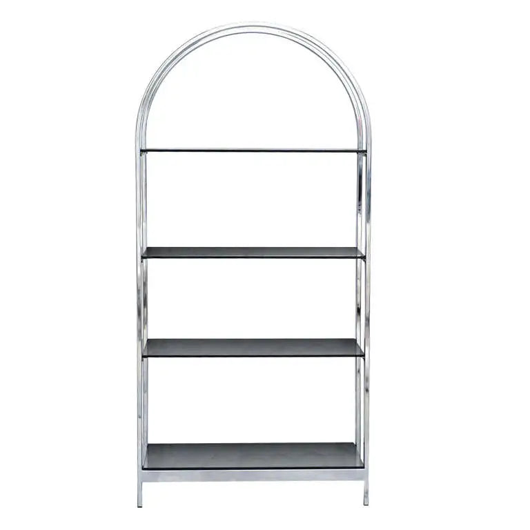 Vintage mid-century chrome etagere with open shelving.