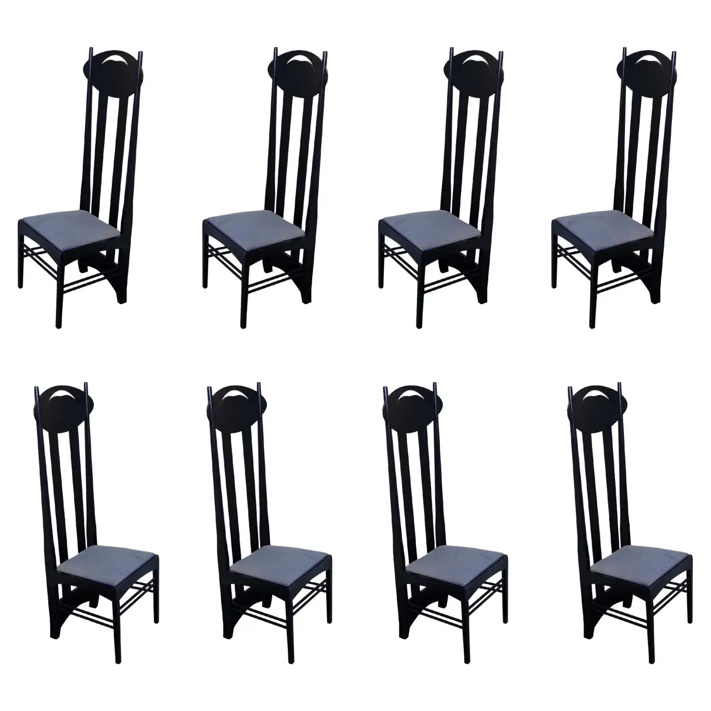 Elegant set of 8 Argyle chairs with Mackintosh influence