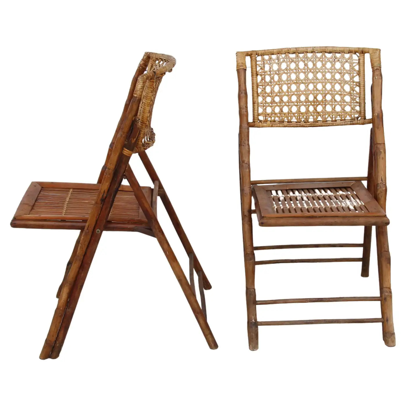 Retro bamboo folding chairs for sale