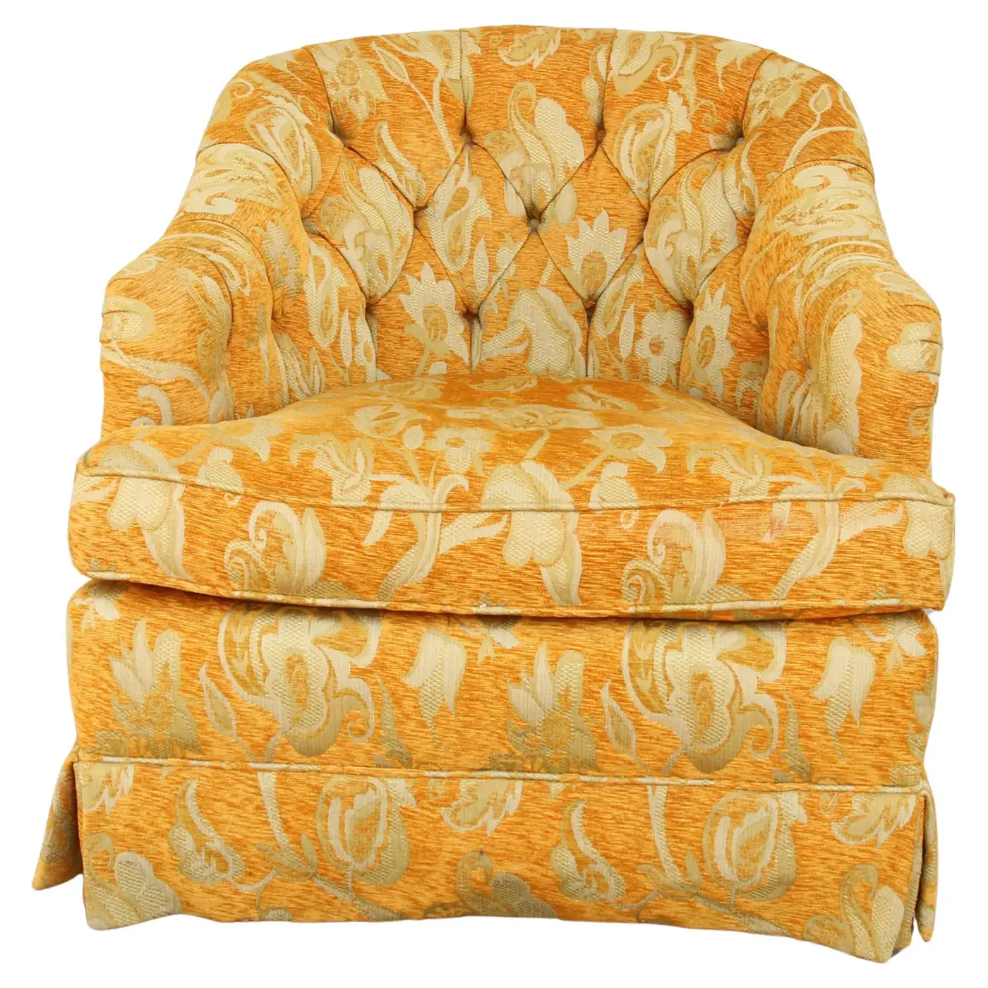 Henredon button tuft chair angled shot