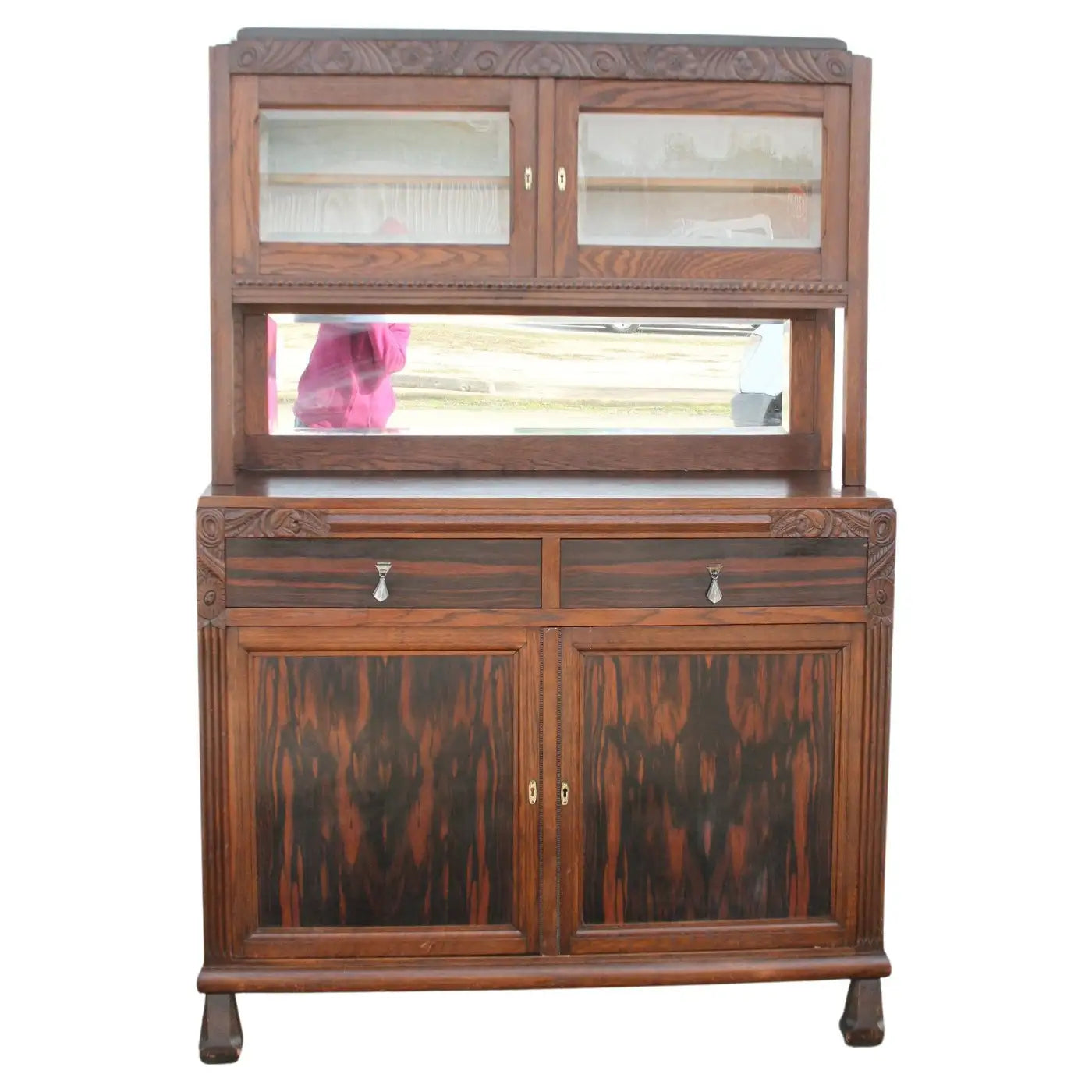 Antique sideboard with mirrored backsplash