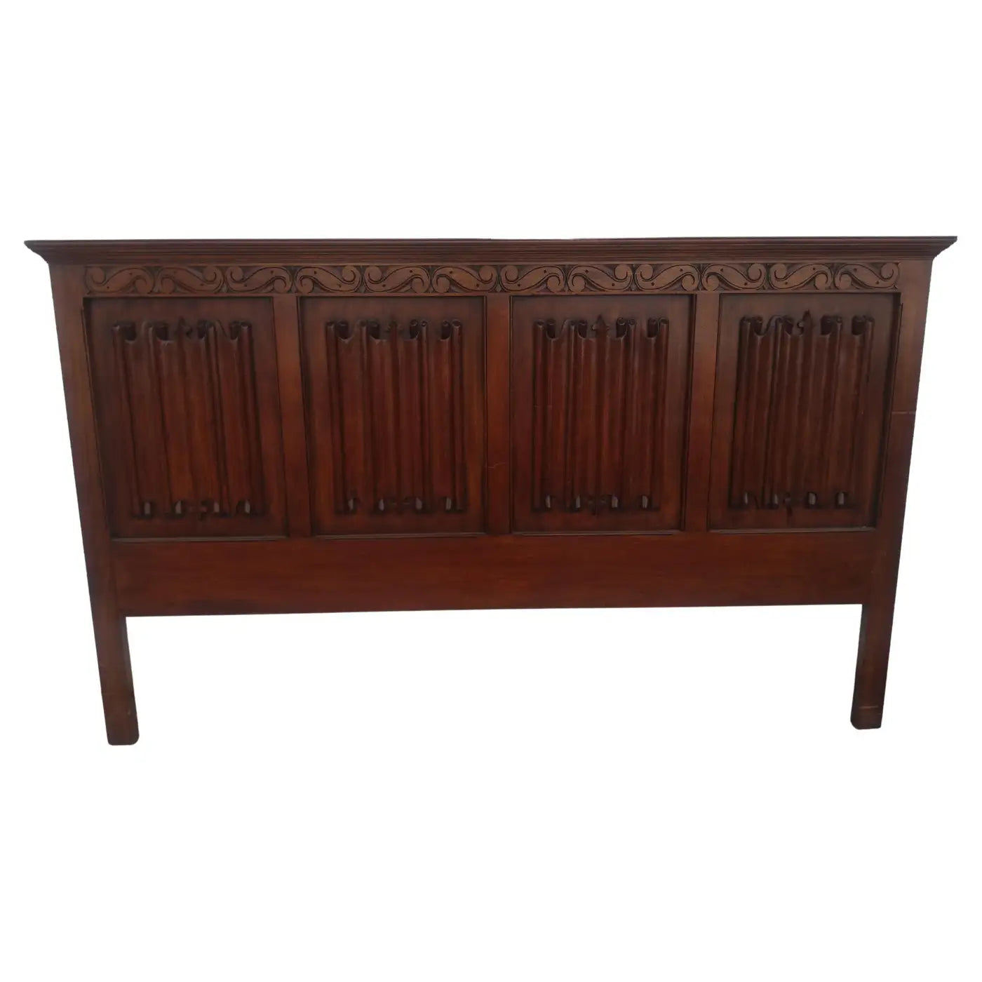 King size mahogany headboard with scrolled panels