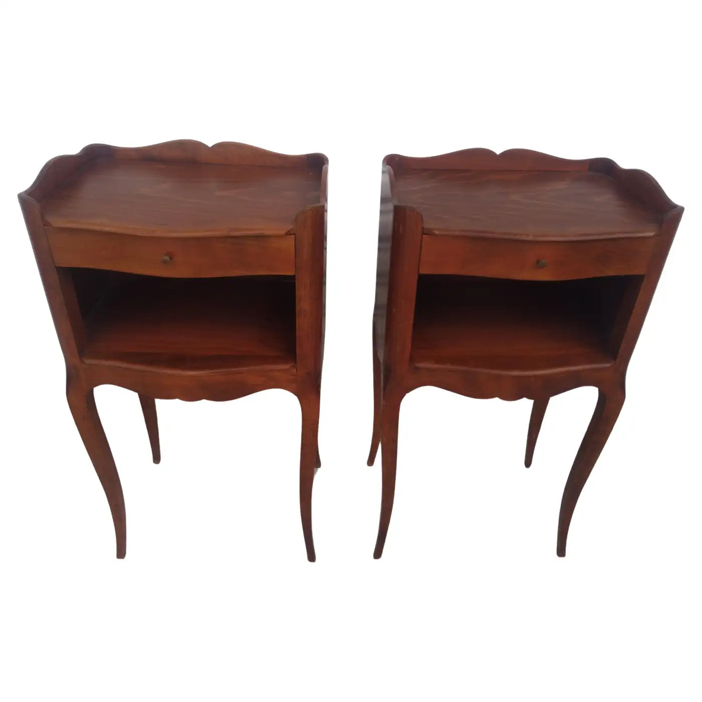 Pair of vintage walnut French Provincial nightstands