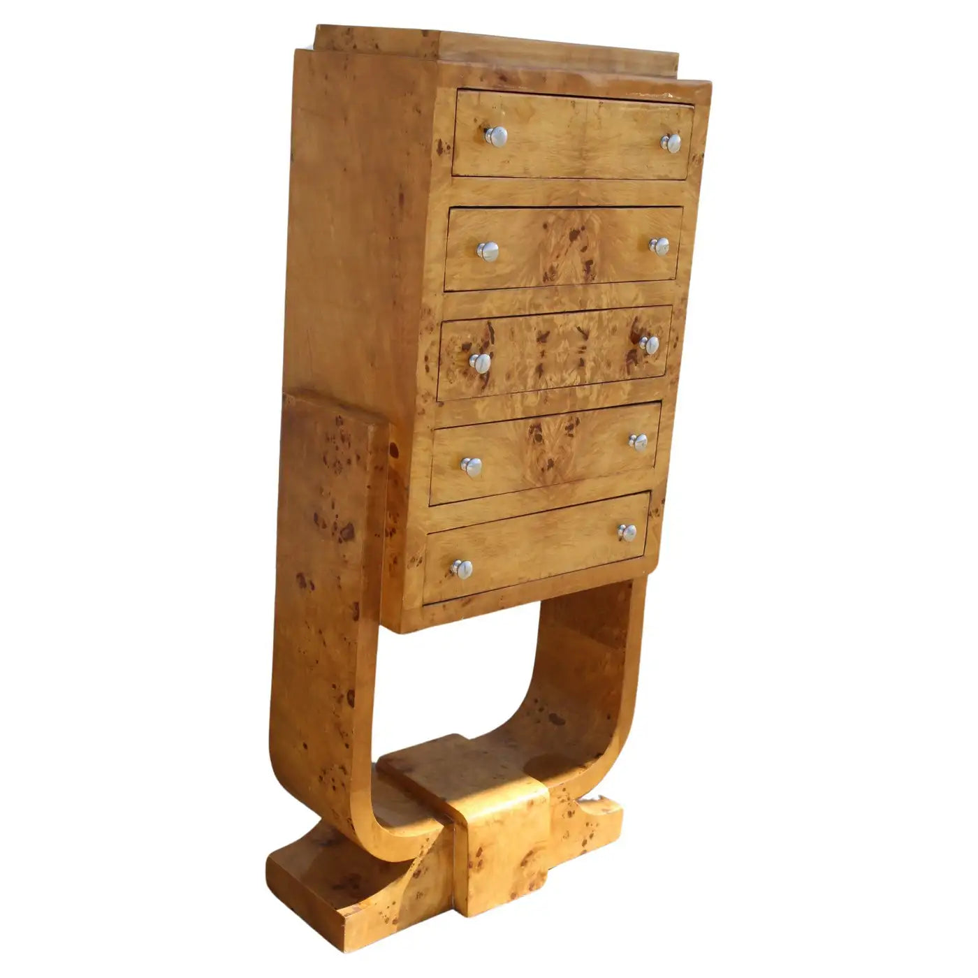 Vintage burl wood chest with sculptural design