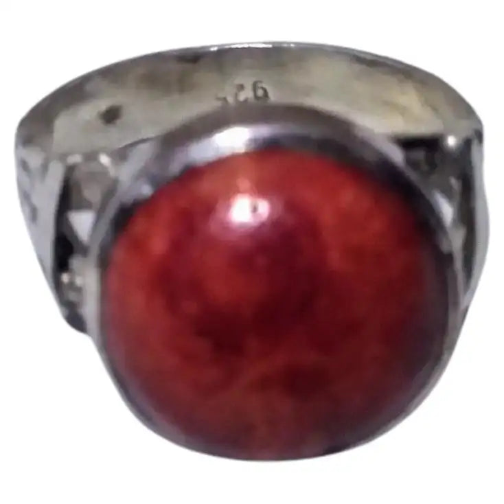 Sterling Silver And Coral size 8 ring