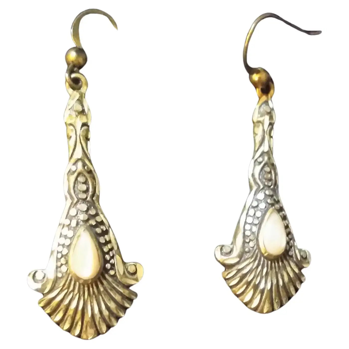 Pair of Sterling Silver and Marcasite Art Nouveau Style Earrings