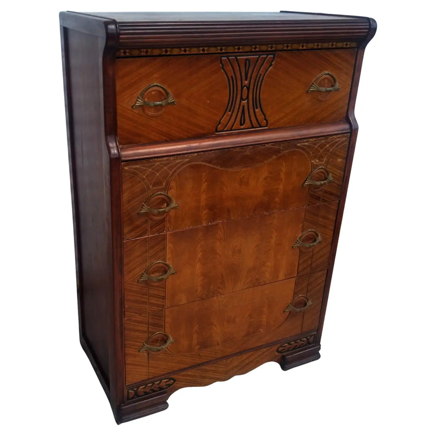 Art Deco waterfall front chest of drawers