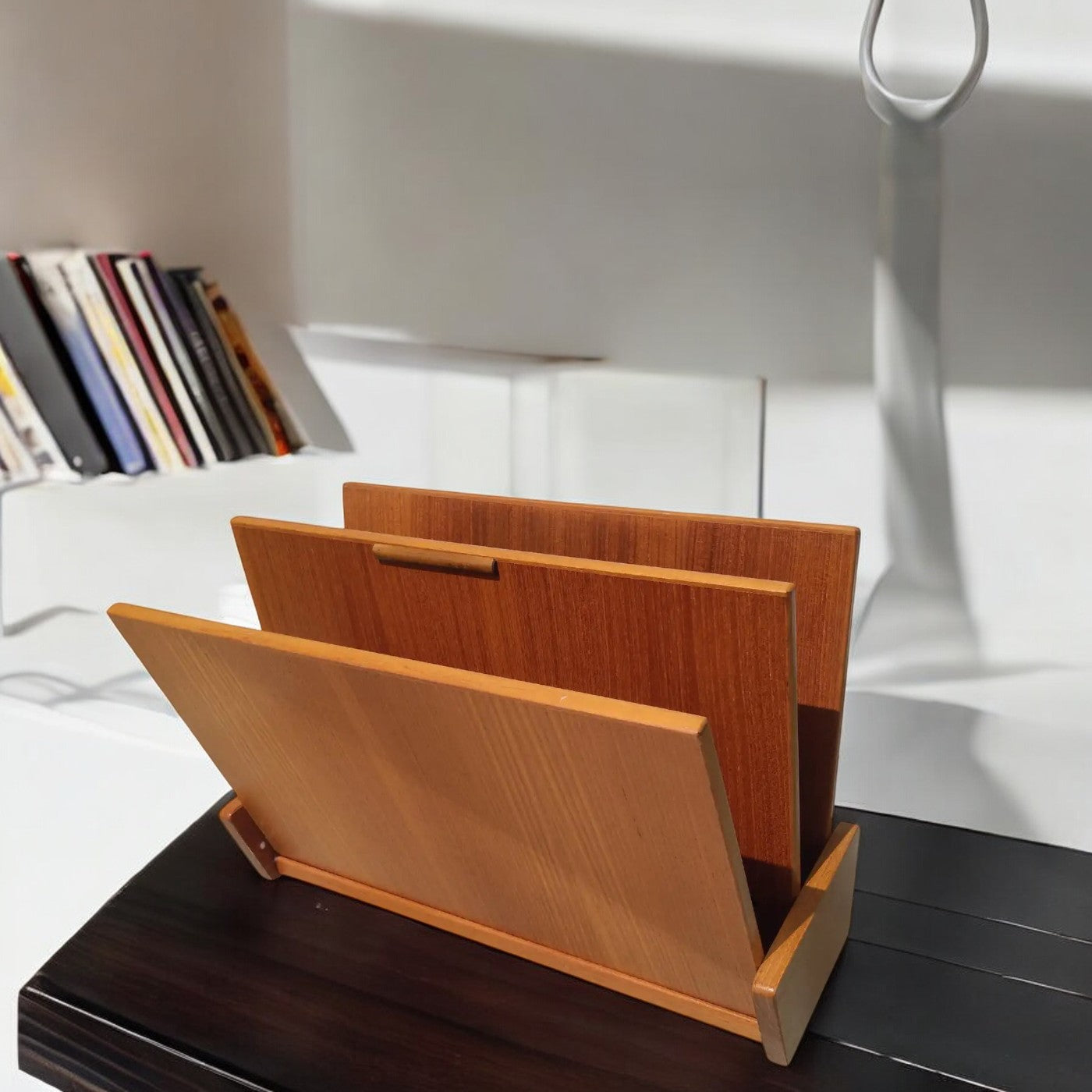 Mid-century Danish teak magazine rack