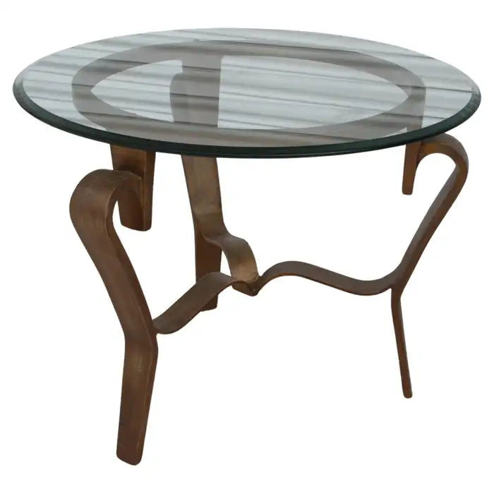 Wrought Iron Round Coffee Table with Glass Top