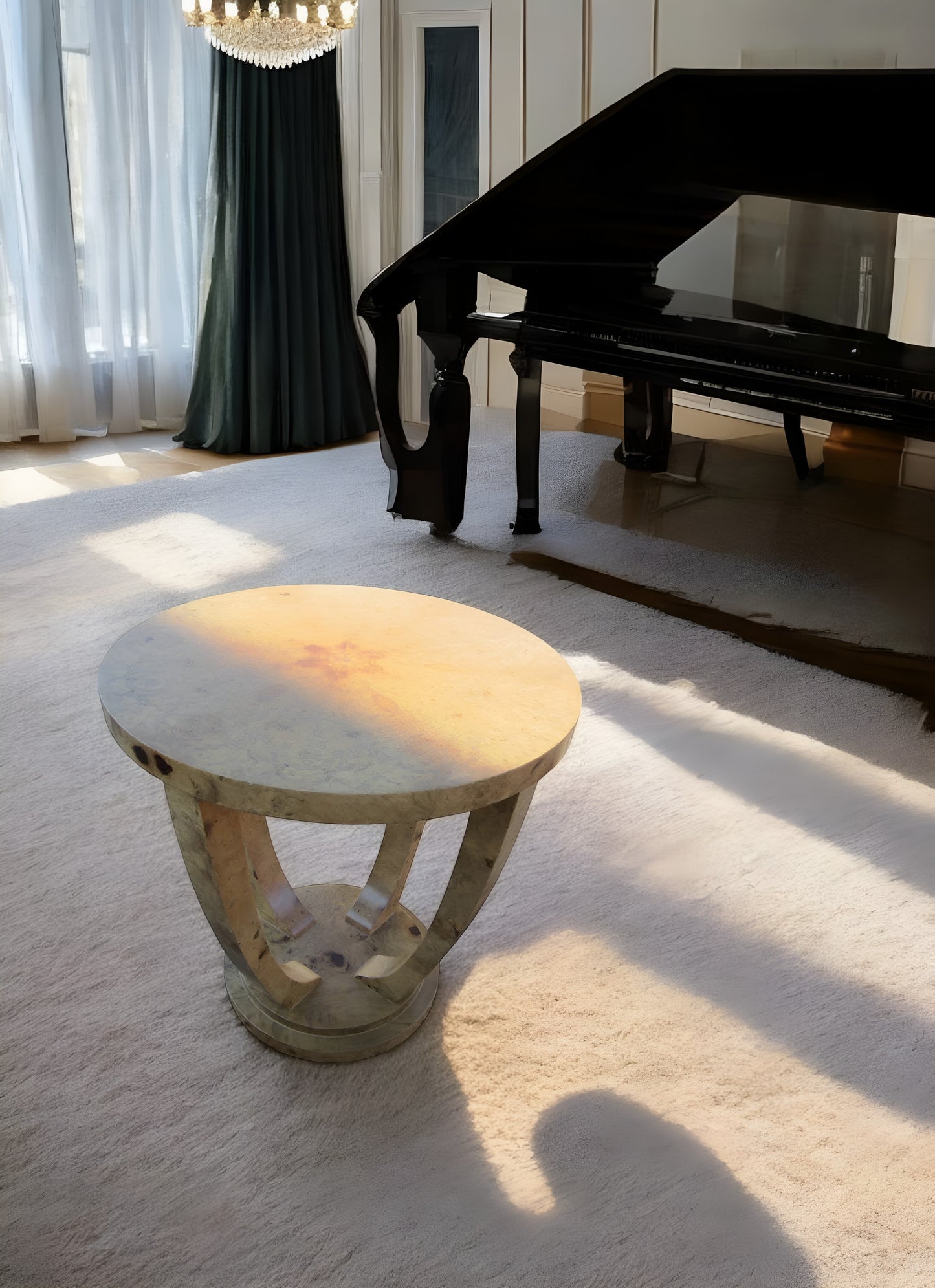 Art Deco Style Burled Occasional Table