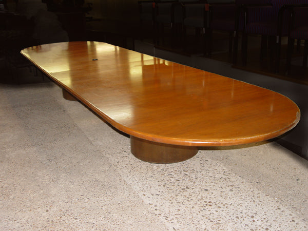 18ft Vintage Walnut Racetrack Bronze Conference Table
