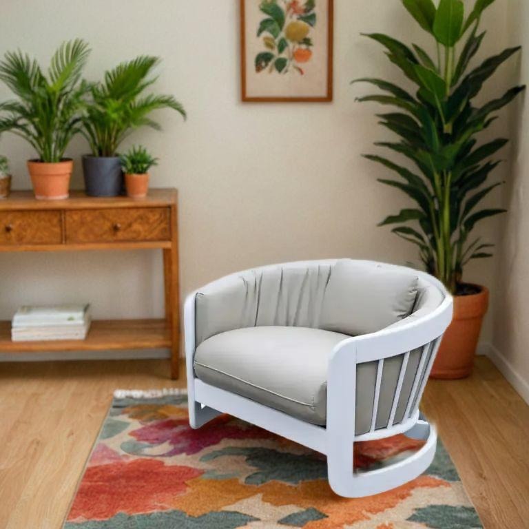 Pair 40in Large Mid Century Lounge Chairs in Vegan Leather