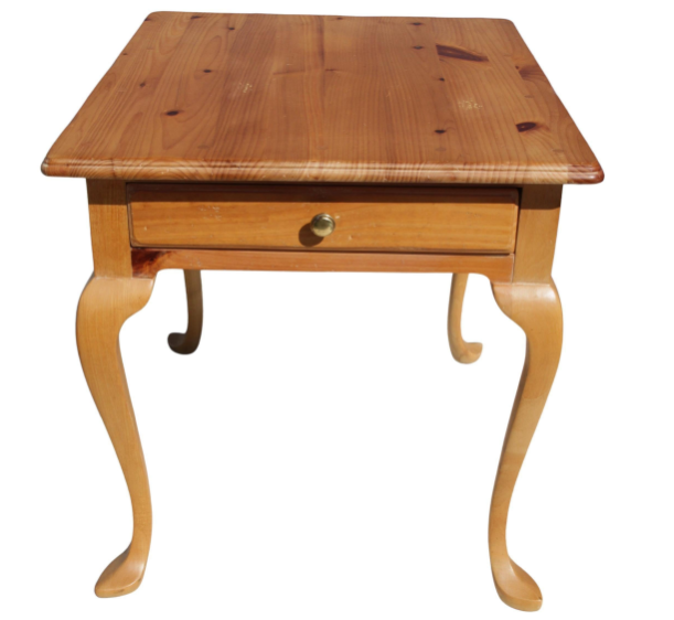 Wooden outdoor side table from Metro Retro Furniture with curved legs