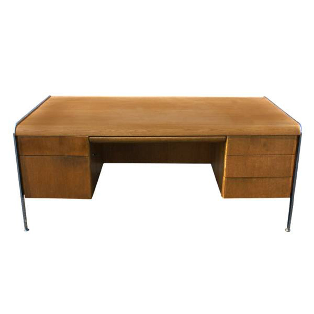 Vintage Mid Century Modern Desk Chrome Trim and Legs