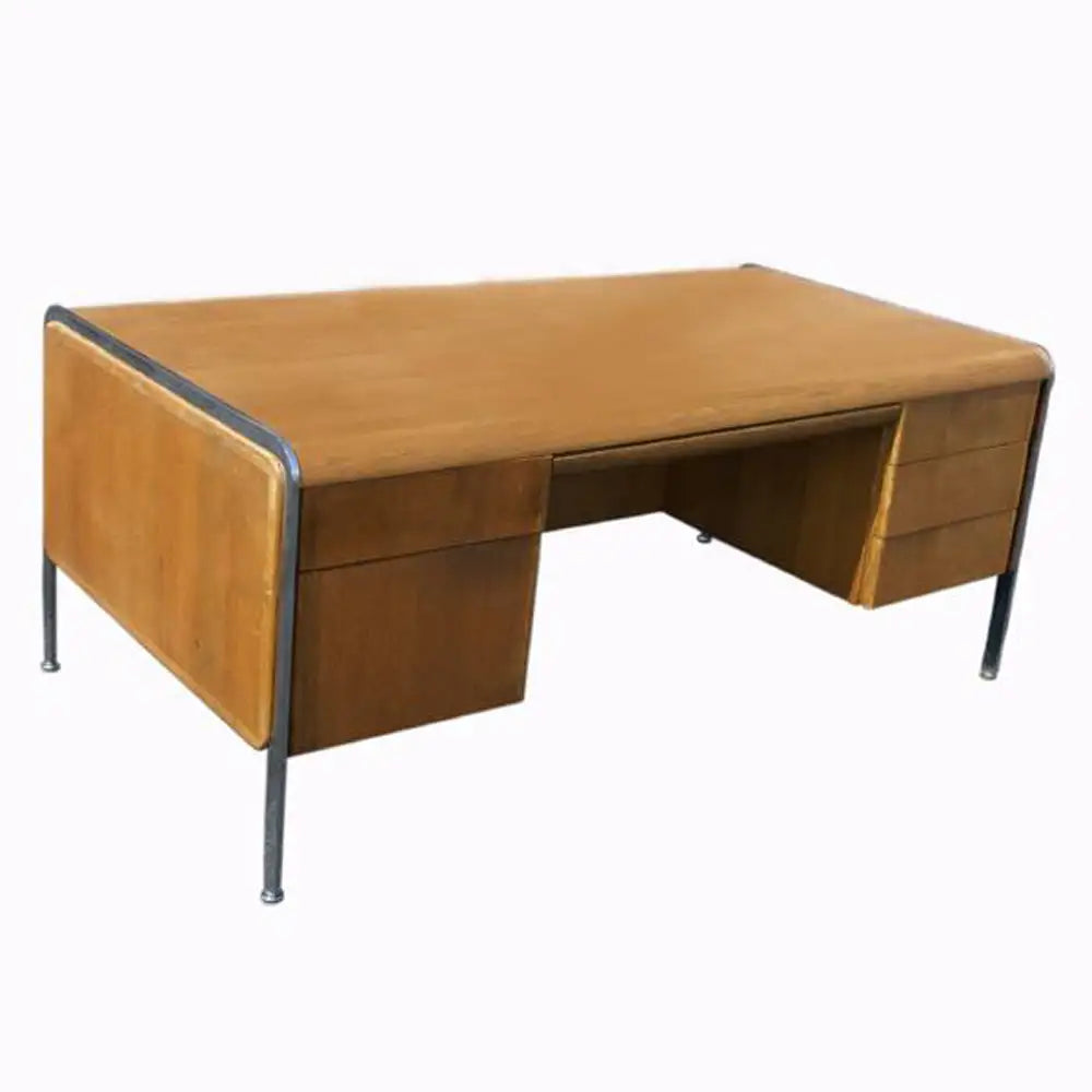 Vintage Mid Century Modern Desk Chrome Trim and Legs