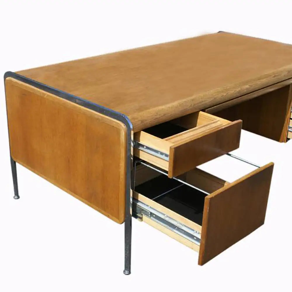 Vintage Mid Century Modern Desk Chrome Trim and Legs